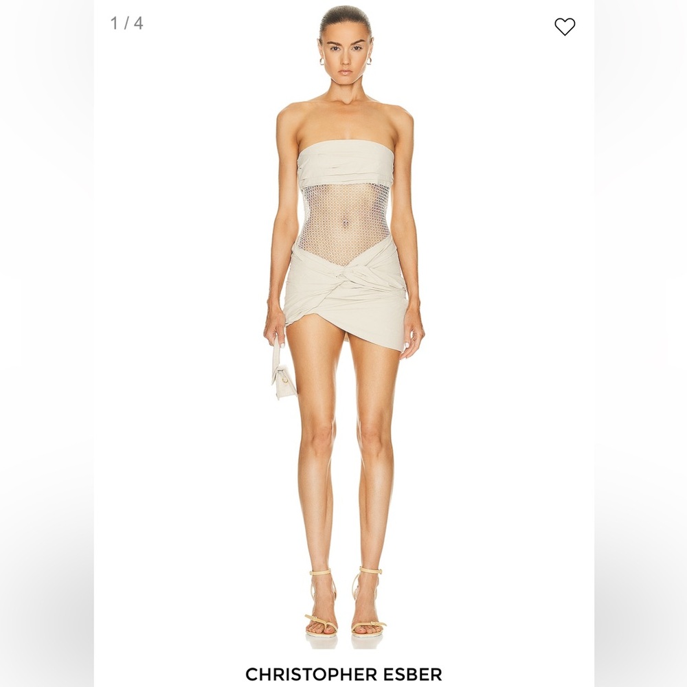 CHRISTOPHER ESBER Savoye Scrunch Micro Dress in Putty